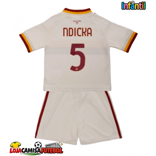 Camisa de Futebol AS Roma Evan Ndicka #5 Equipamento Secundário Infantil 2026-27 Manga Curta (+ Calças curtas)